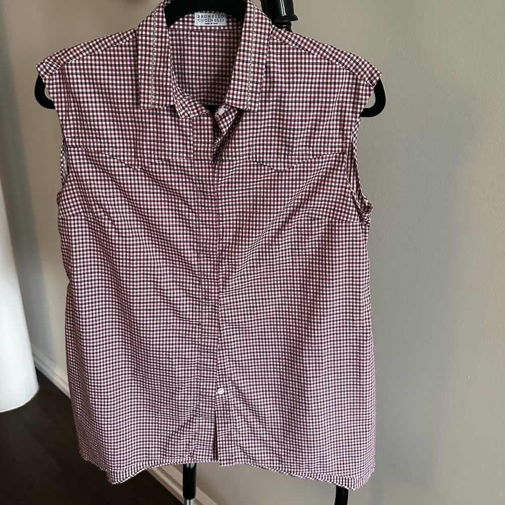 Brunello Cucinelli Western Plaid Top